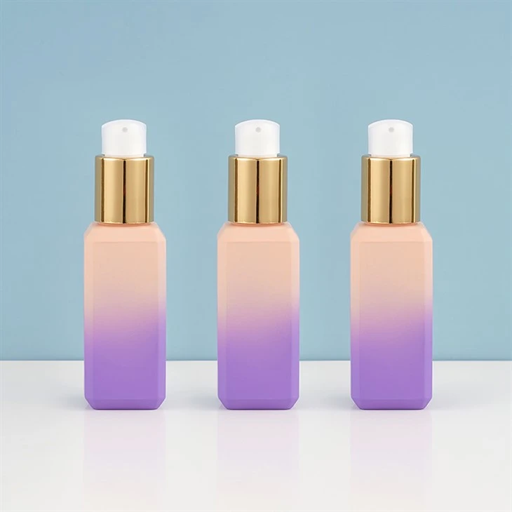 Gradient Color Printing Skincare Container Lotion Liquid Foundation Bottle With Lotion Pump